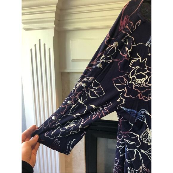 Apt.9 Women’s Purple Floral Design 3/4 Sleeve Blouse Size L - Picture 3 of 5